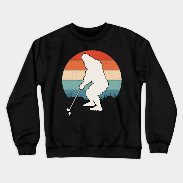 Retro Bigfoot Playing Golf Crewneck Sweatshirt by Tesszero